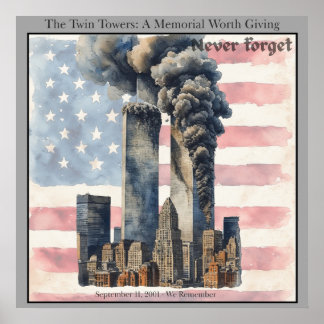 Póster September 11 Twin Towers Memorial Wall Art