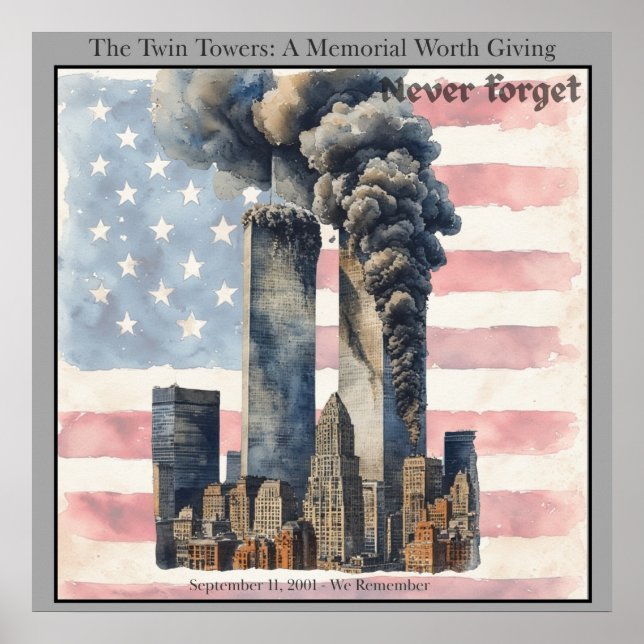 Póster September 11 Twin Towers Memorial Wall Art  (Frente)