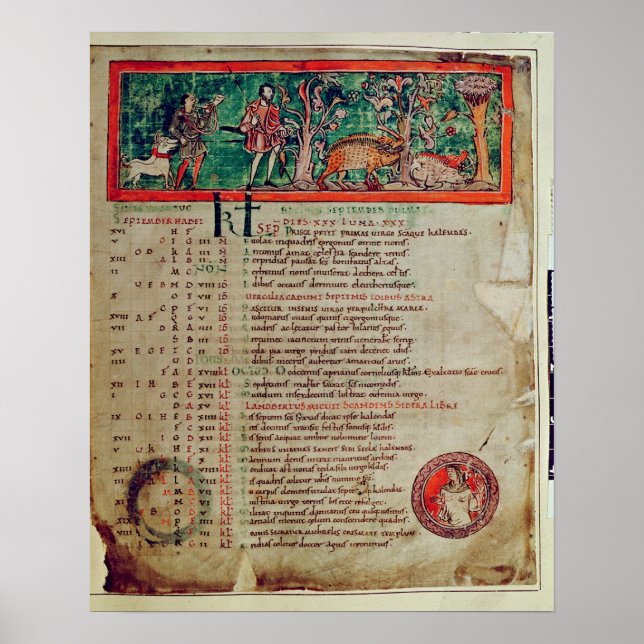 Póster September: tending the boar, from a Calendar (Frente)