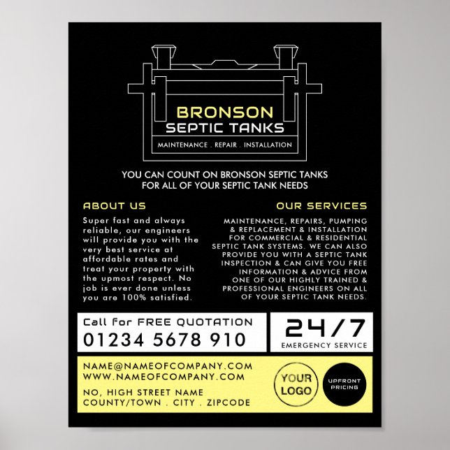Póster Septic Tank, Compañía Septic, Ingeniero Séptico (Frente)