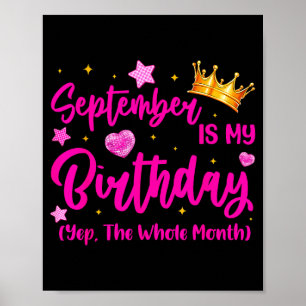 Póster Septiembre Es Mi Cumpleaños Reina Chicas Mujeres L