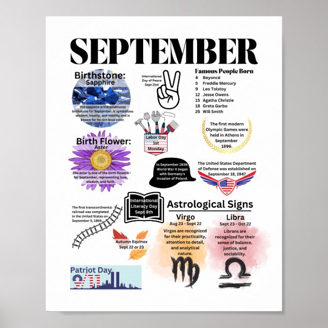 Póster Septiembre Fun Facts Poster (Frente)