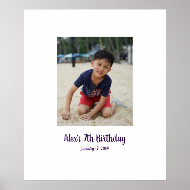 Póster Séptimo cumpleaños Rótulo en la Junta de Fiestas 7 (Frente)