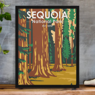 Póster Sequoia National Park Giant Sequoia Trees Vintage