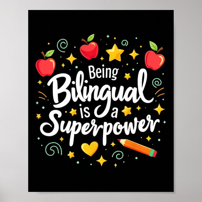 Póster Ser Bilingüe Es Un Superpoder De Vuelta Al Colegio (Frente)