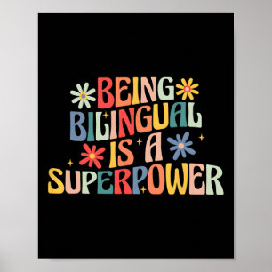 Póster Ser Bilingüe Es Un Superpoder De Vuelta Al Colegio