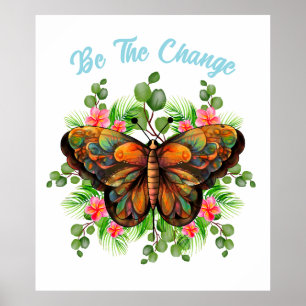 Póster Ser el cambio   Mariposa y flor