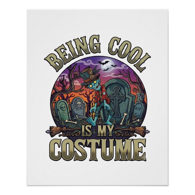 Póster Ser Genial Es Disfraz Cementerio de Zombies de Hal (Anverso)
