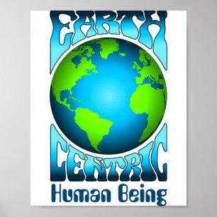 Póster Ser Humano Centrado en la Tierra Eco Entorno Retro