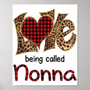 Póster Ser llamada Nonna Leopard Heart Happy Mothers Day