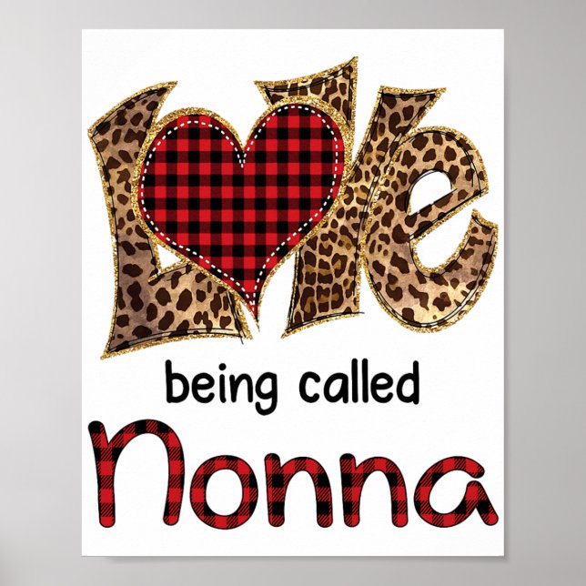 Póster Ser llamada Nonna Leopard Heart Happy Mothers Day (Frente)