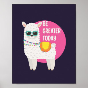 Póster Ser más grande hoy Funny Llama lleva gafas de sol 