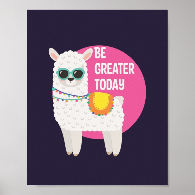Póster Ser más grande hoy Funny Llama lleva gafas de sol  (Frente)