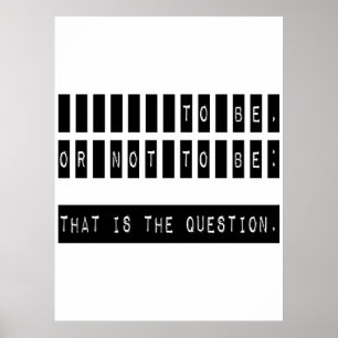 Póster Ser o no ser una famosa cita de Shakespeare