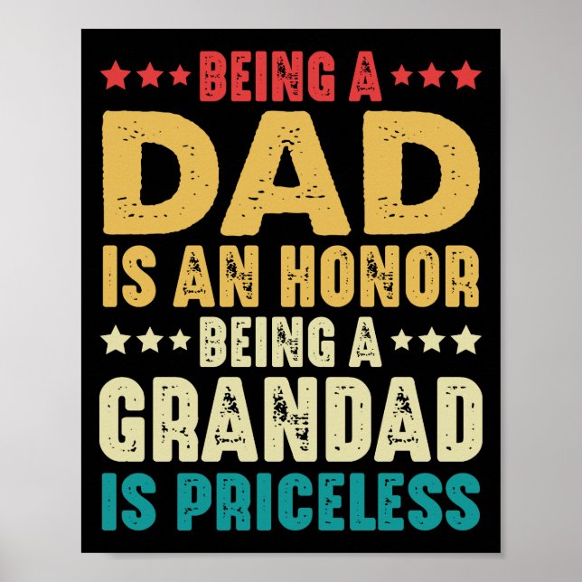 Póster Ser Papá Es Un Honor Ser Abuela No Tiene Precio (Frente)