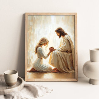 Póster Ser Perdonado, Pintura Cristiana, Jesús y Mujer
