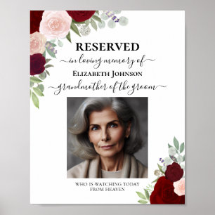 Póster Ser Reservado Amado en el Cielo Floral Rojo Boda