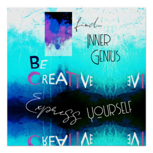 Póster Ser un genio creativo/interno en Aqua Magenta Beig