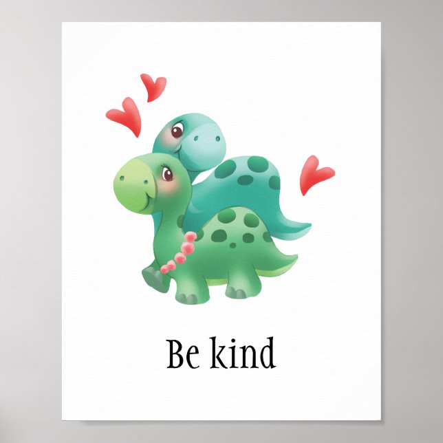 Póster Ser un poster amable con dinosaurios para bebés o  (Frente)