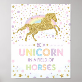 Póster Ser un Unicornio en un Campo de Caballos Decoració