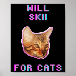 Póster Será el esquí para gatos divertida aventura de nie