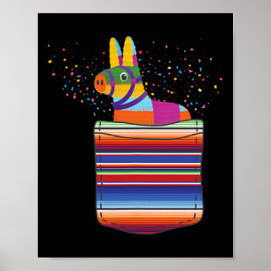 Póster Serape Pocket Pinata Fiesta Mexicana (no real)