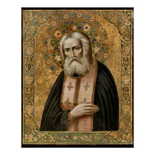Póster Seraphim de Sarov Icono Cristiano Ortodoxo