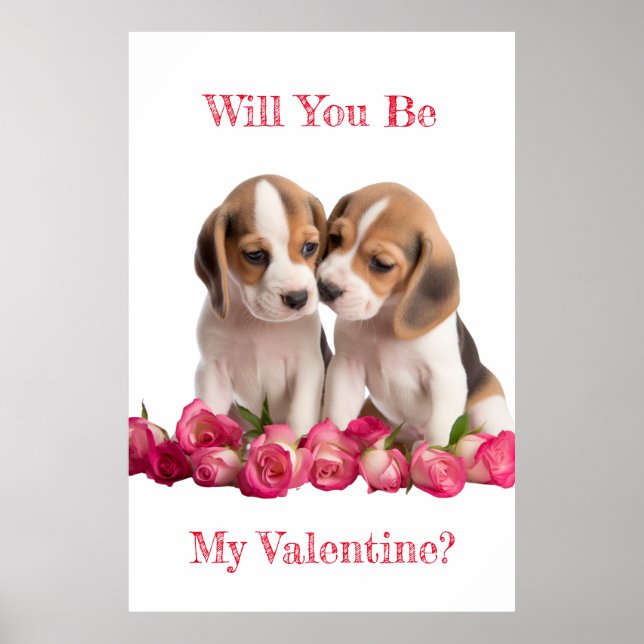 Póster ¿Serás Mi Afiche De Besada De San Valentín Beagles (Frente)