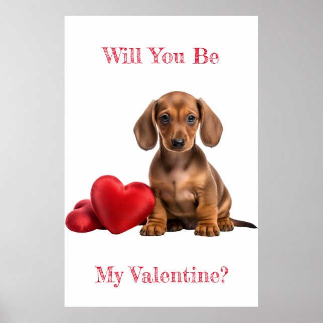 Póster Serás Mi Corazón De San Valentín Dachshund (Frente)