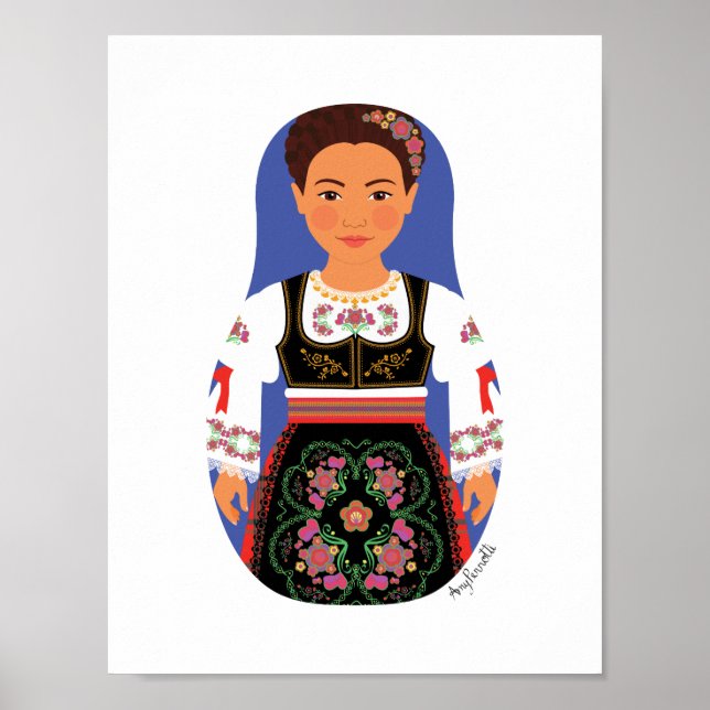 Póster Serb Brunette Matryoshka Poster (Frente)