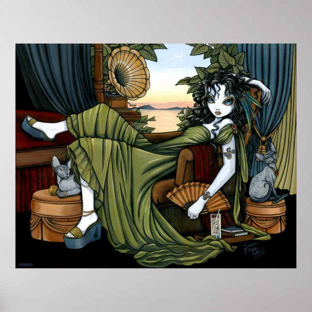 Póster Serena Ecléctic Sunset Cat Fairy Poster (Frente)