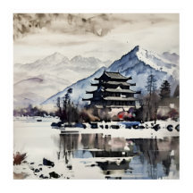 Serena Pagoda de Montaña, cartel de invierno
