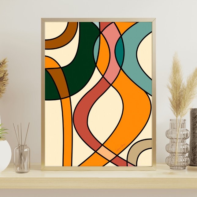 Póster Serena Sabana Suave Abstracto Moderno Terroso (Serene Savanna Gentle Abstract Modern Earthy Art Print)