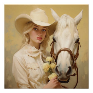 Póster Serenade de flores: Arte Pared de Cowgirl