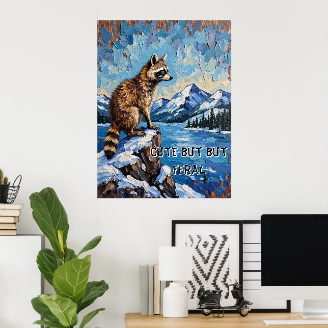 Póster Serenade de nieve: Vista lunar del mapache (Oficina en casa)