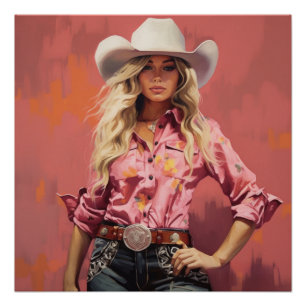 Póster Serenade Sunset: Arte Pared Cowgirl