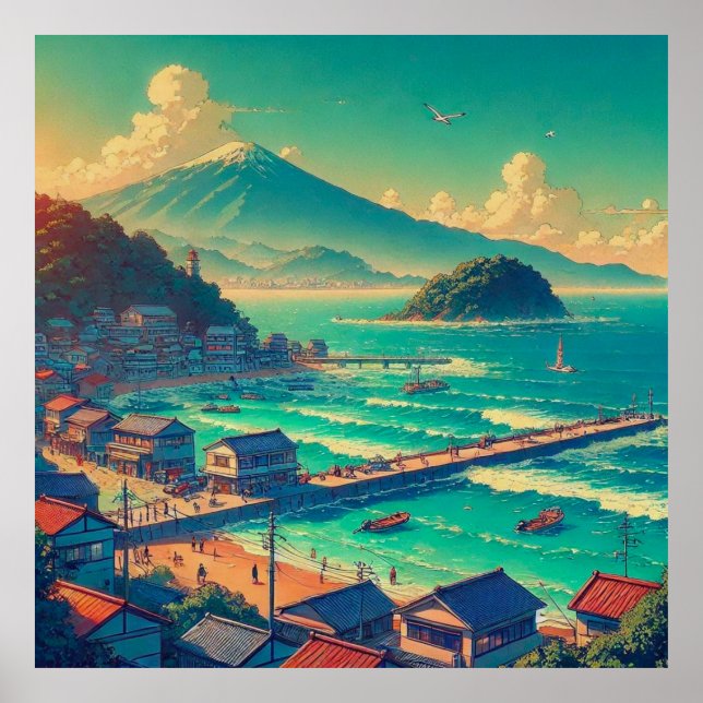 Póster Serenas Costas de Fuji (Frente)