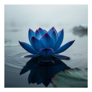Póster serene blue water lotus