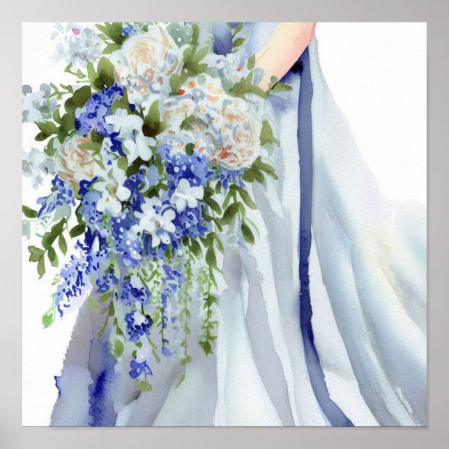 Póster Serene Blues, Bridal Cascading Bouquet 2, (Frente)