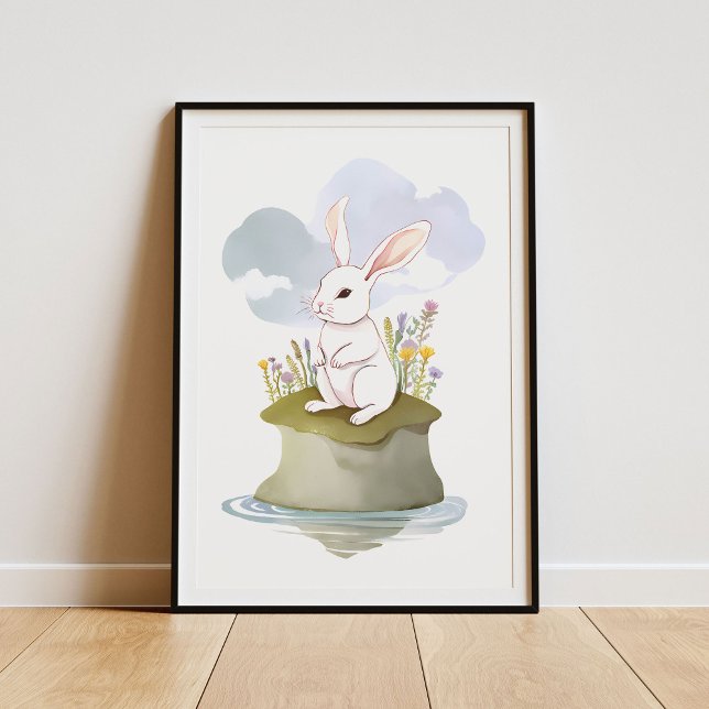 Póster Serene Conejo Blanco en la Isla Meadow (Subido por el creador)