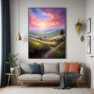 Póster Serene Countryside Sunrise Apacible Paisaje Artíst