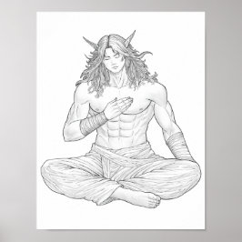 Póster Serene Elf Warrior | Fantasy Anime Character Art