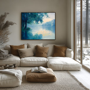 Póster Serene Fauvist Lake Morning - Inspirado en la natu