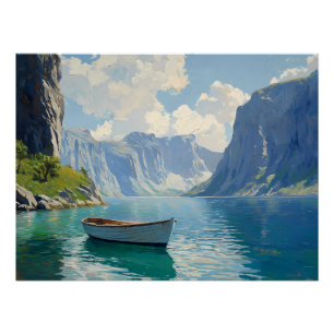 Póster Serene Fjord con acantilados altísimos