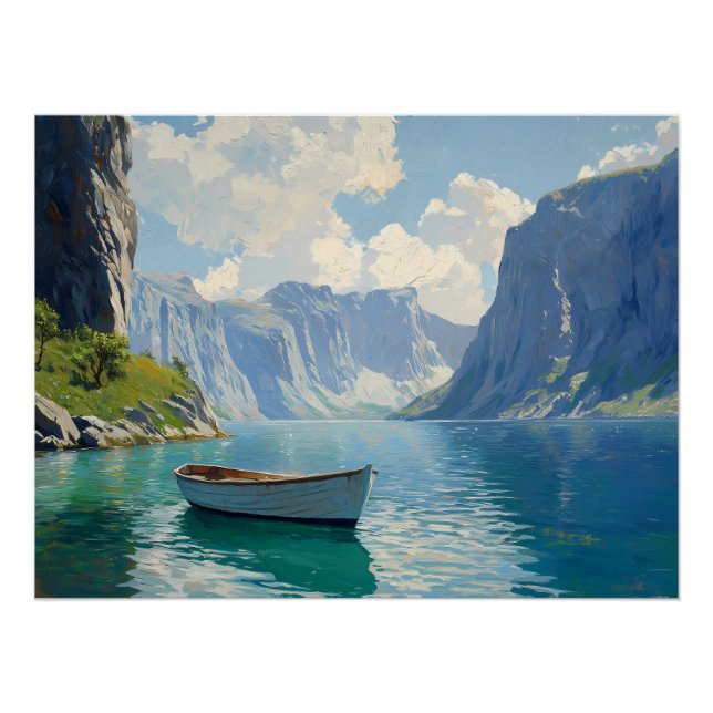 Póster Serene Fjord con acantilados altísimos (Anverso)
