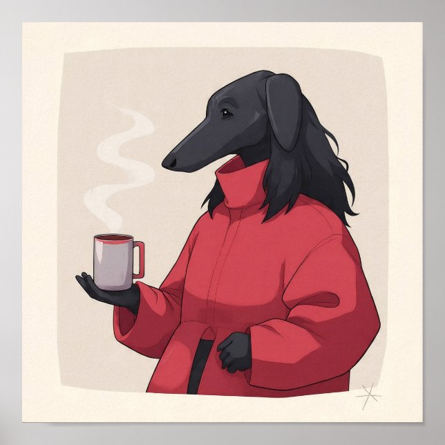 Póster Serene Fluffy Pet Portrait - Modern Decor. (Frente)