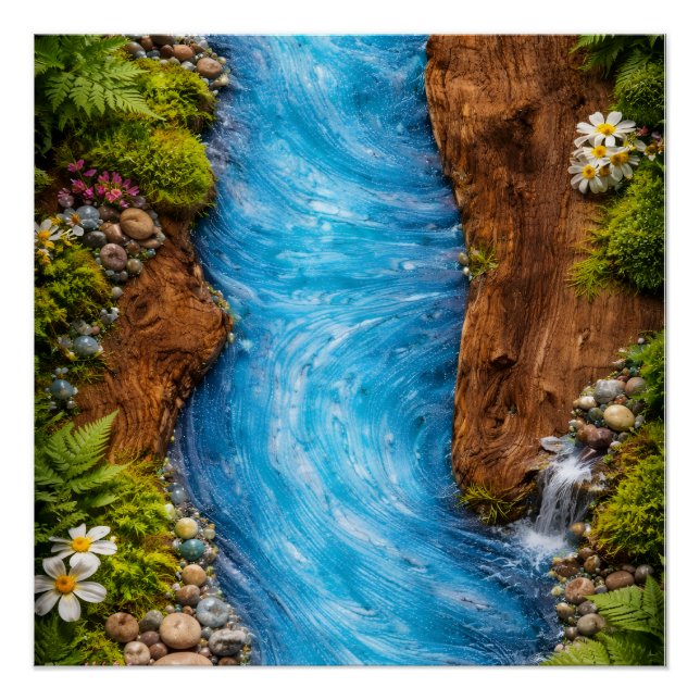 Póster Serene Forest Stream Tranquil Nature Water Art (Anverso)