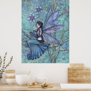 Póster Serene Garden Fairy Fantasy Watercolor Art