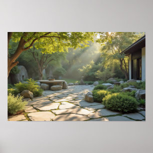 Póster Serene Garden Wellness Candle Light Zen Vibes Tran