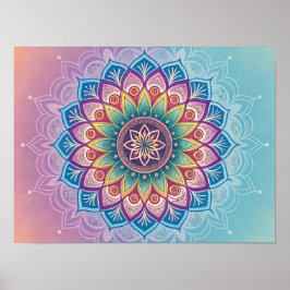 Póster Serene Mandala: Un Pastel Kaleidoscope